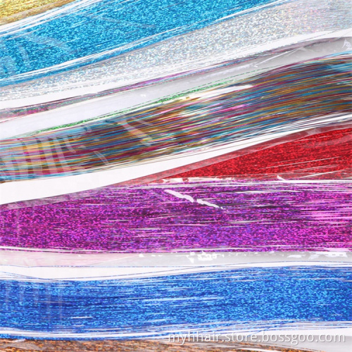 Long Dazzles Women Hippie for Braiding Headdress 120 Strands/piece Sparkle Shiny Hair Tinsel Rainbow Silk Hair Extensions